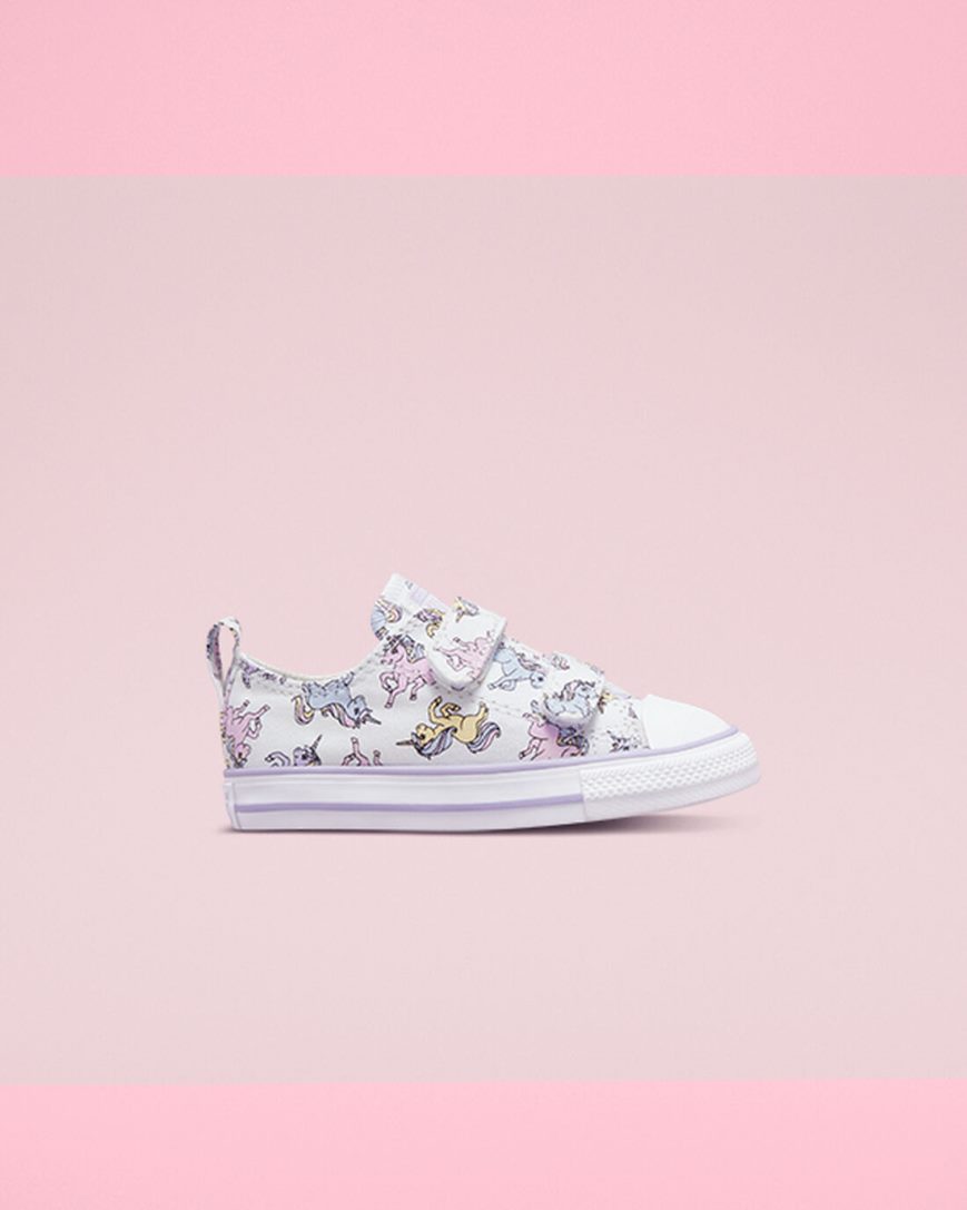 Tenisi Baieti Converse Chuck Taylor All Star Easy-On Unicorns Albi Gri Violet | RO ORHGW728